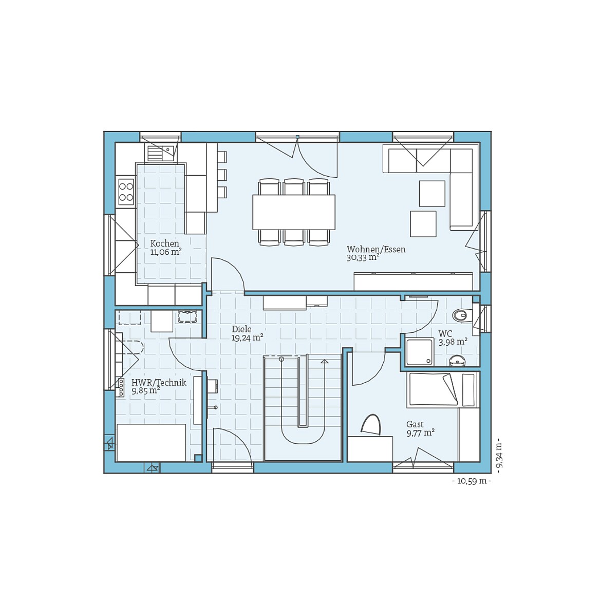 Prefabricated house Variant 25-166: Ground floor plan