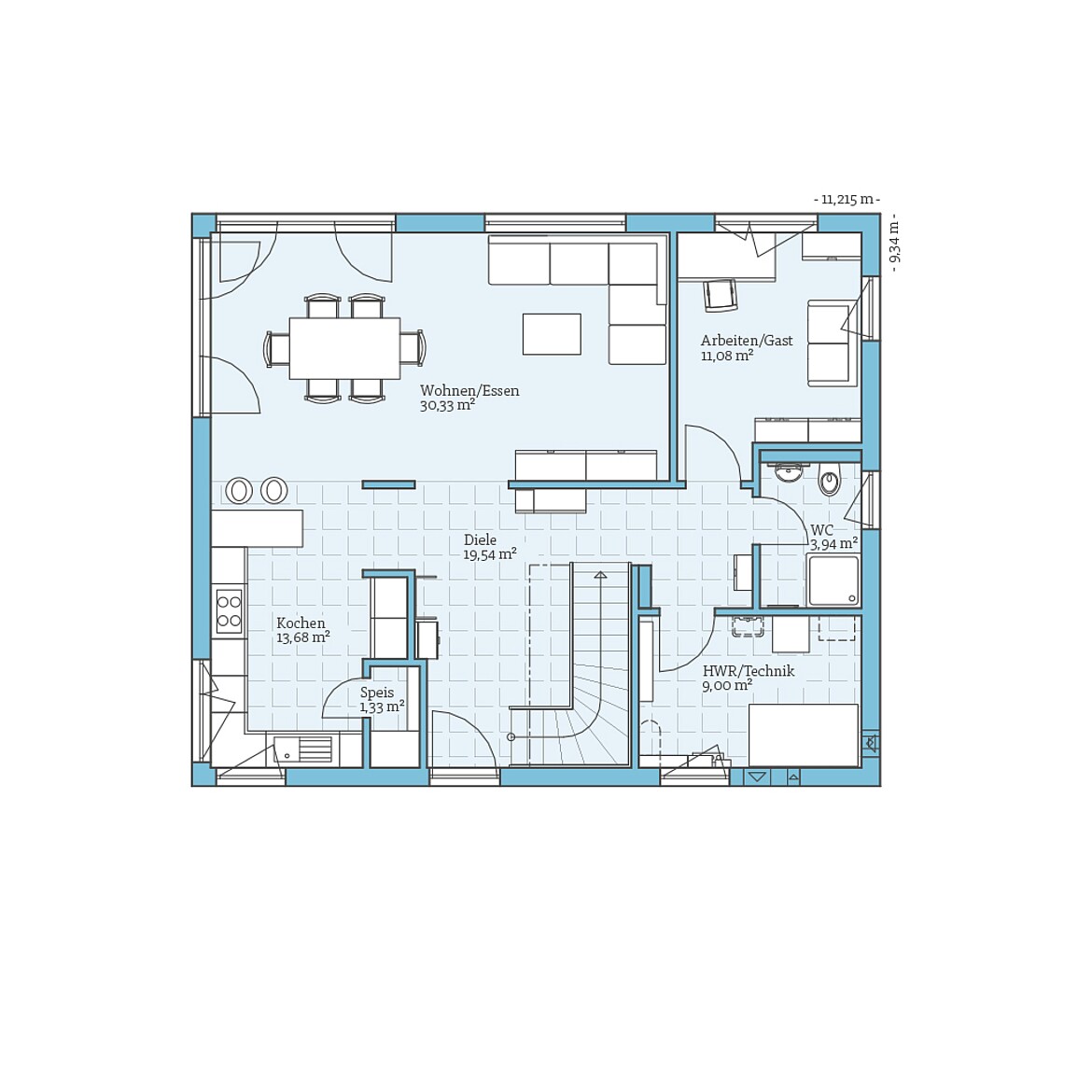 Prefabricated house Variant 35-173: Ground floor plan