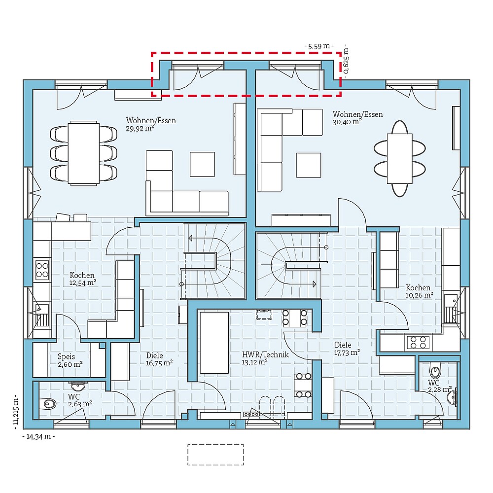 Fertighaus Duo 315: Grundrissoption EG