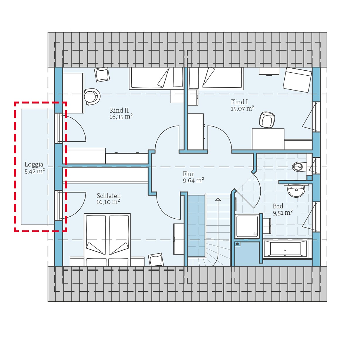 Prefabricated house Variant 45-145: Top floor plan option