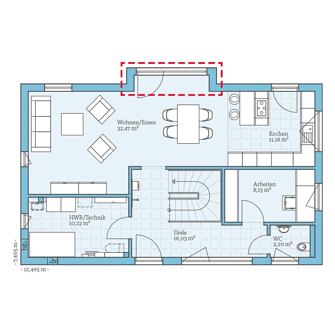 Prefabricated house Vita 156: Ground floor plan option