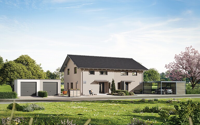 QNG⁺-Line: Fertighaus Doppelhaus 25-125