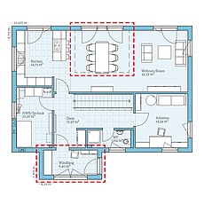 Villa 183 - Planungsoption (EG) Fertighaus Villa 183: Grundrissoption EG