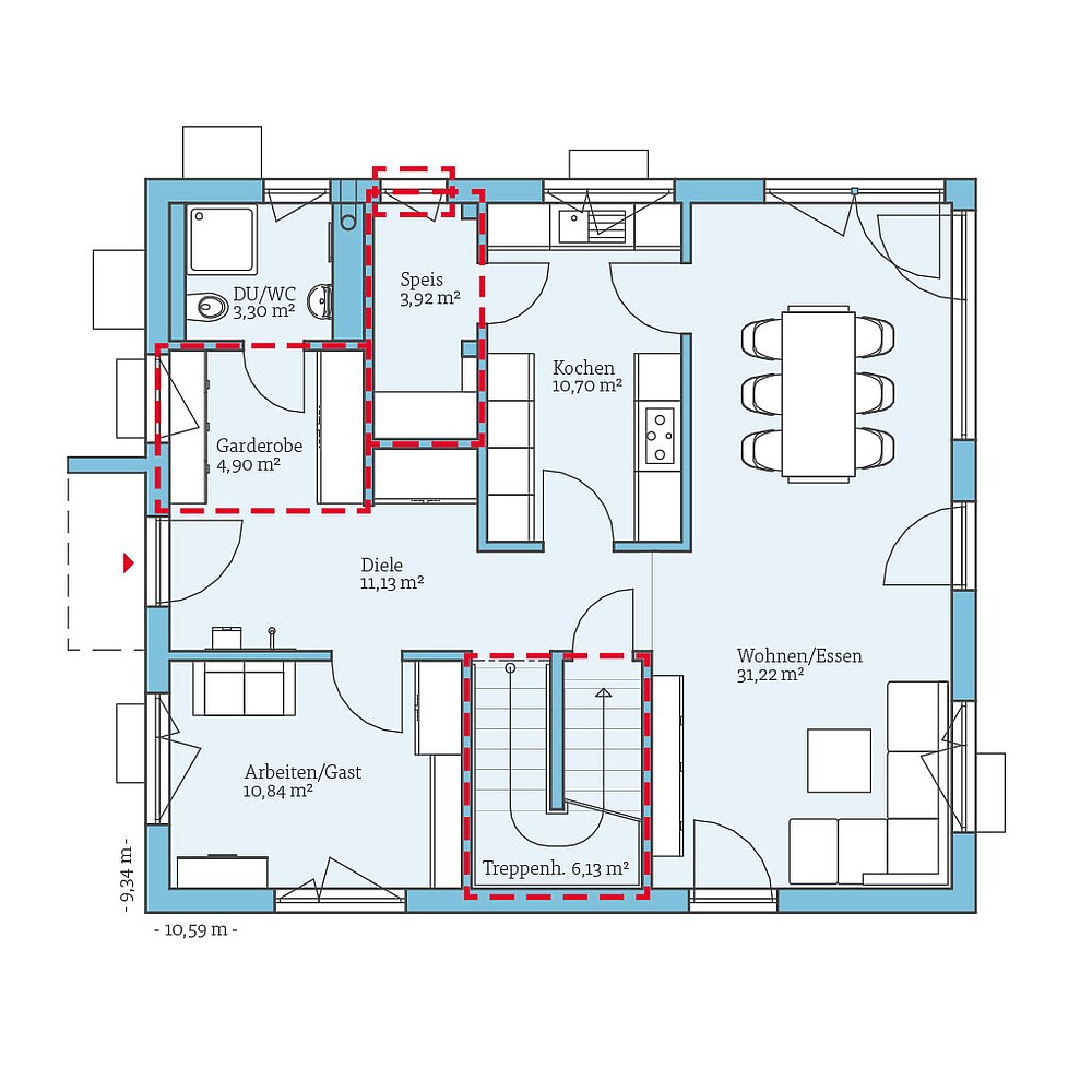 QNG⁺-Line: Variant 25-165: Grundrissoption 2 EG - Hanse Haus