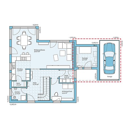 Grundriss (EG) Fertighaus Variant 35-160: Grundrissoption EG