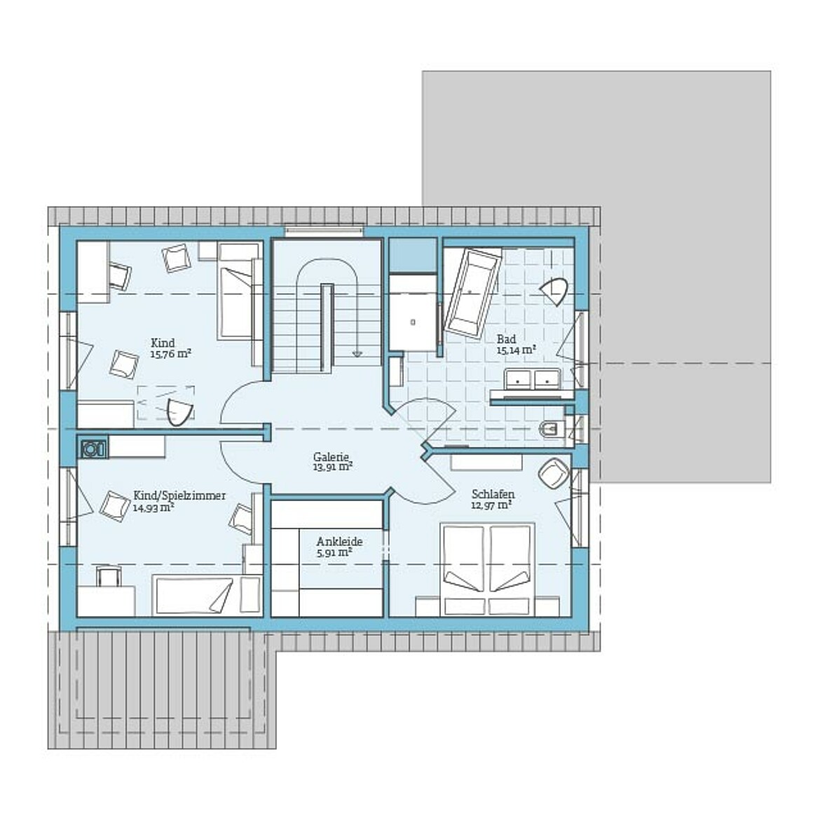 Prefabricated house Variant 35-163: Top floor plan option