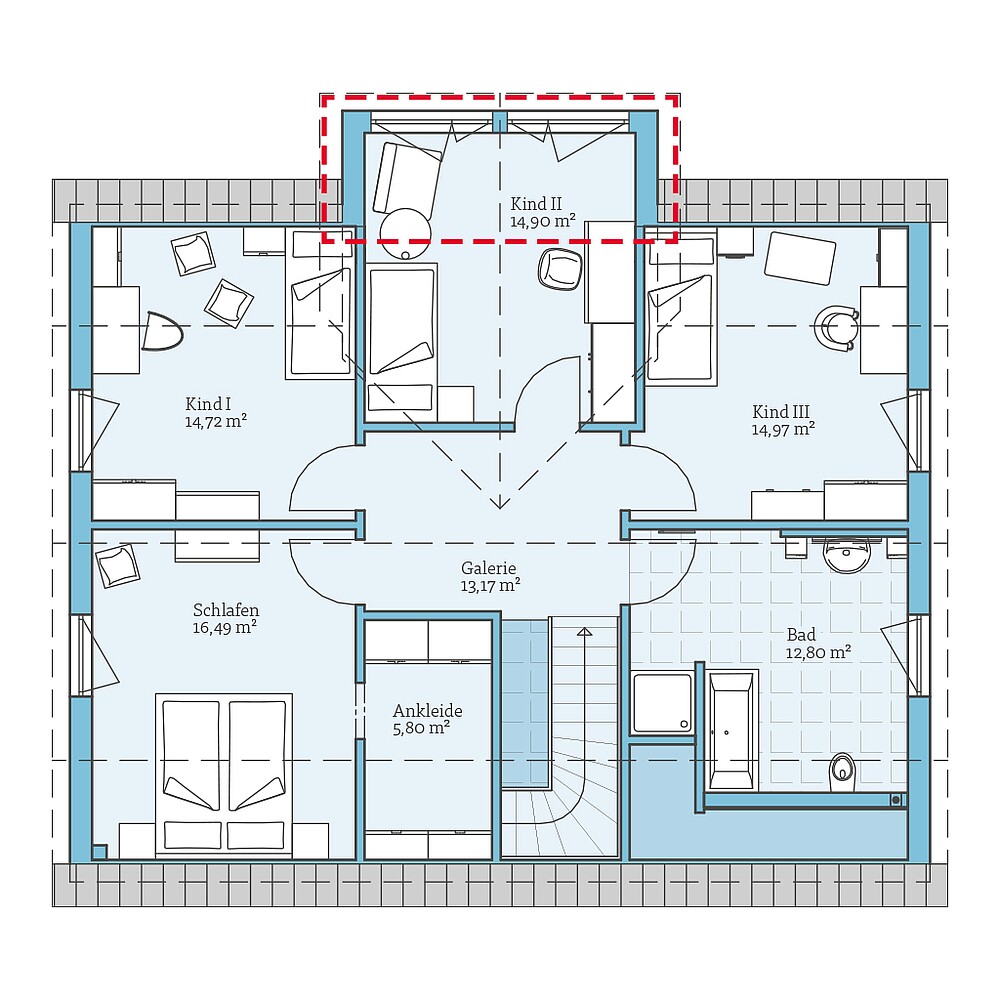 Planning option ground floor Fertighaus Variant 35-184: Grundrissoption DG