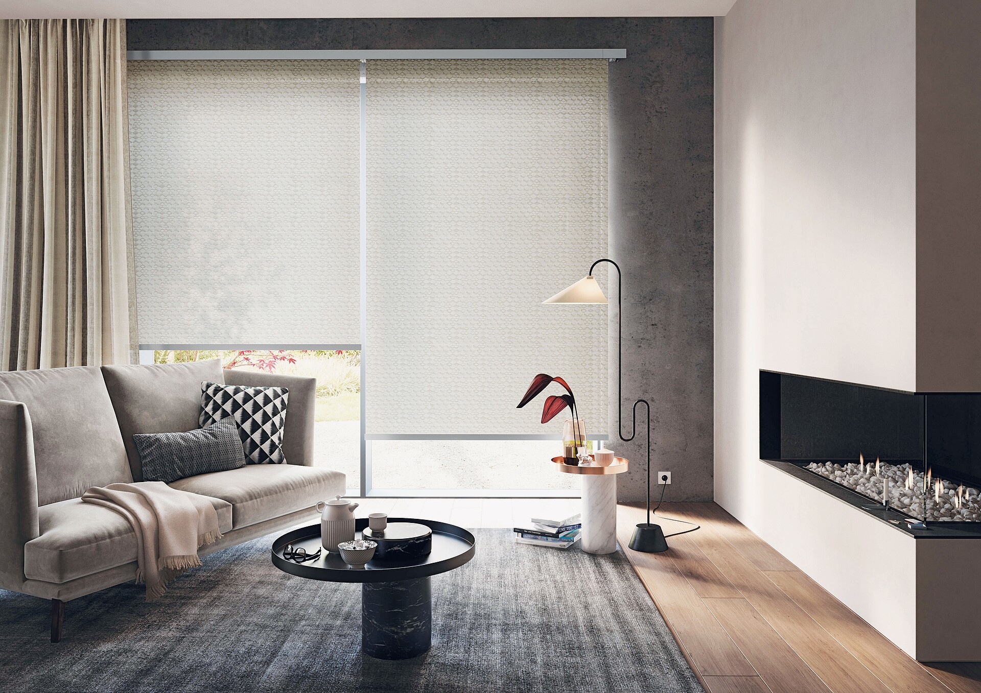 Design Innenausstattung Moderner Sonnenschutz in einem Haus