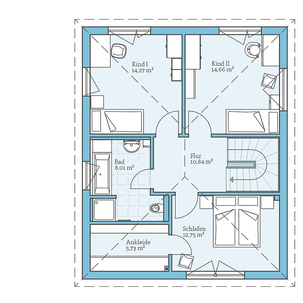 Fertighaus Villa 133: Grundriss OG