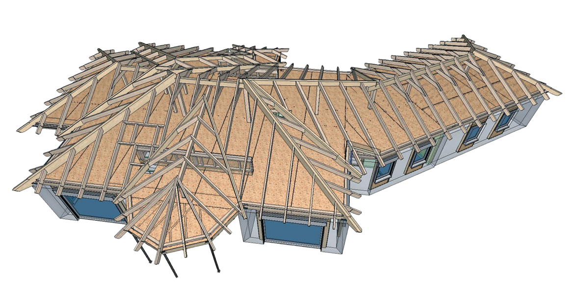 Prefabricated house roof structure