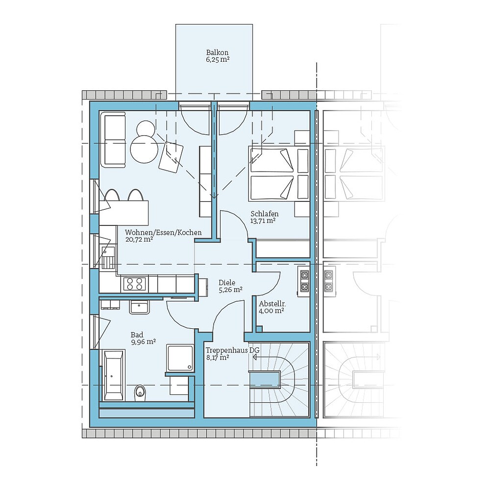 QNG⁺-Line Doppelhaus 35-125: Grundriss DG - Hanse Haus