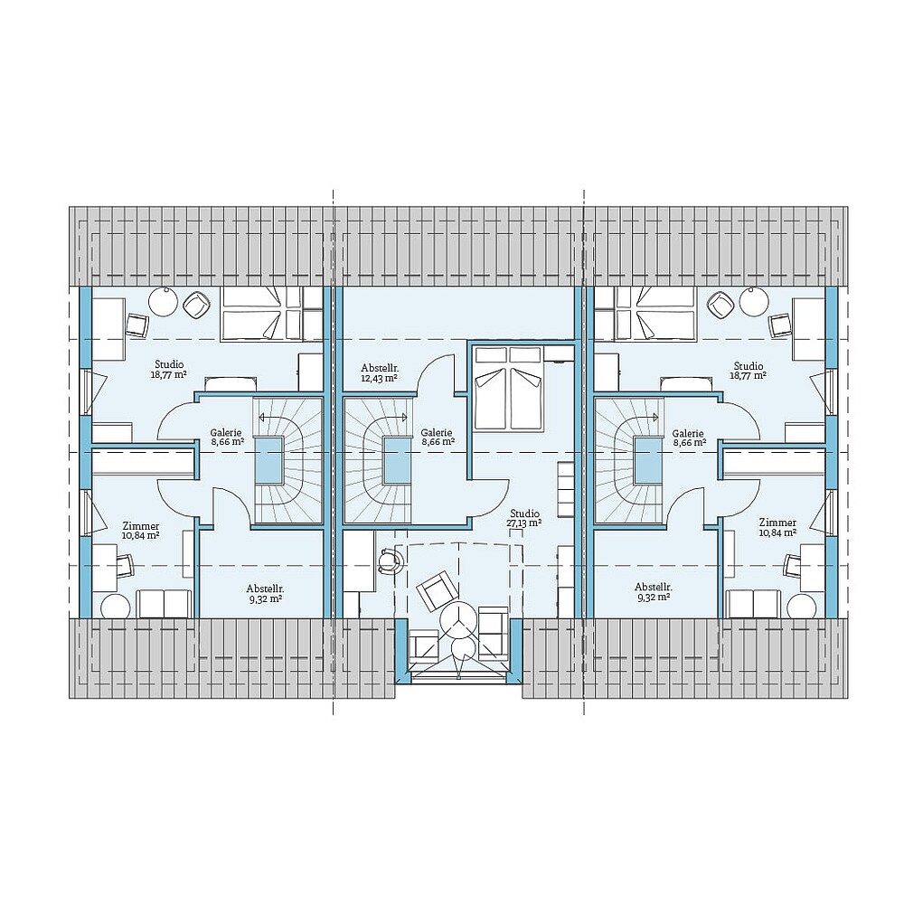 Grundriss (Dachgeschoss) QNG⁺-Line: Reihenhaus 161: Grundriss DG - Hanse Haus