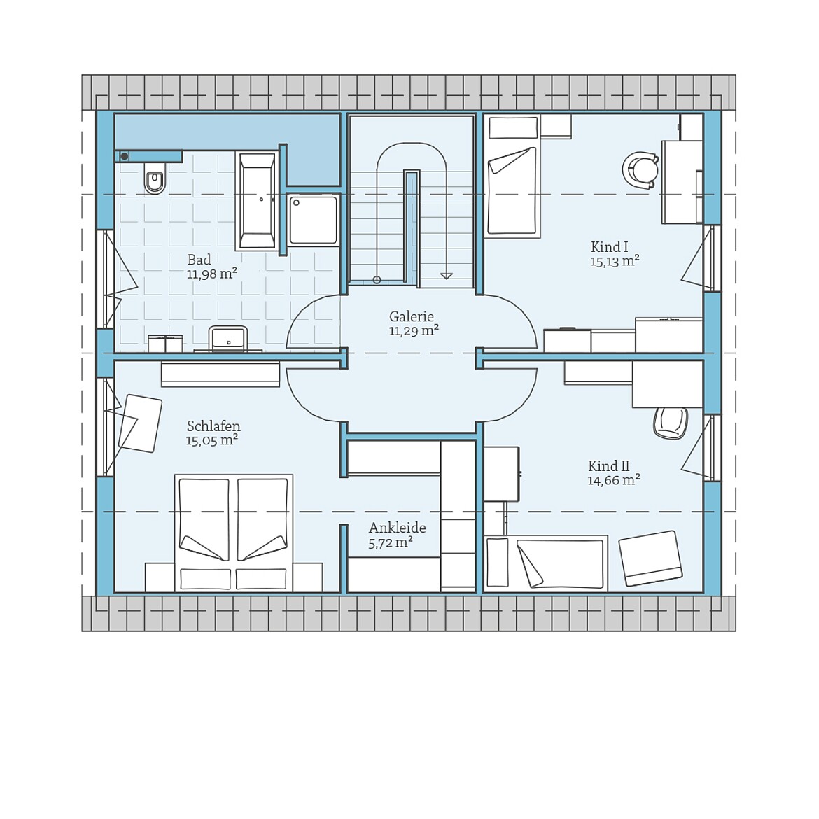 Prefabricated house Variant 35-152: Top floor plan