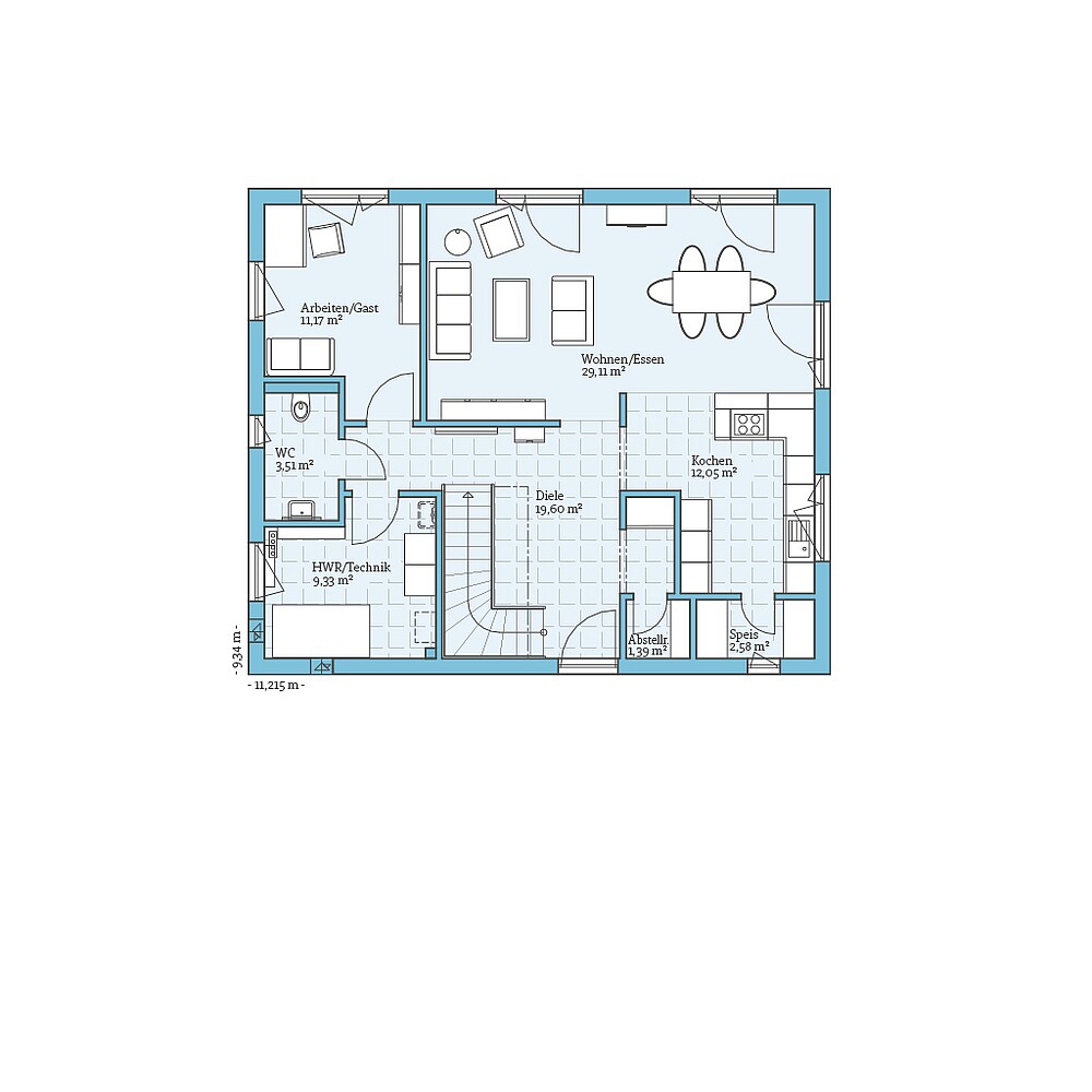 Erdgeschoss Fertighaus Variant 35-172: Grundriss EG