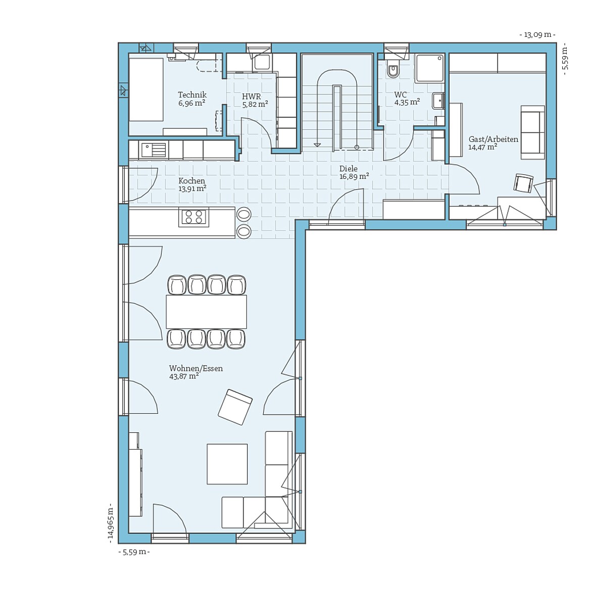 Prefabricated house Vita 209: Ground floor plan