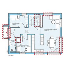 QNG⁺-Line Variant 38-139 – Planungsoption (Erdgeschoss) QNG⁺-Line: Variant 38-139: Grundrissoption 1 EG - Hanse Haus