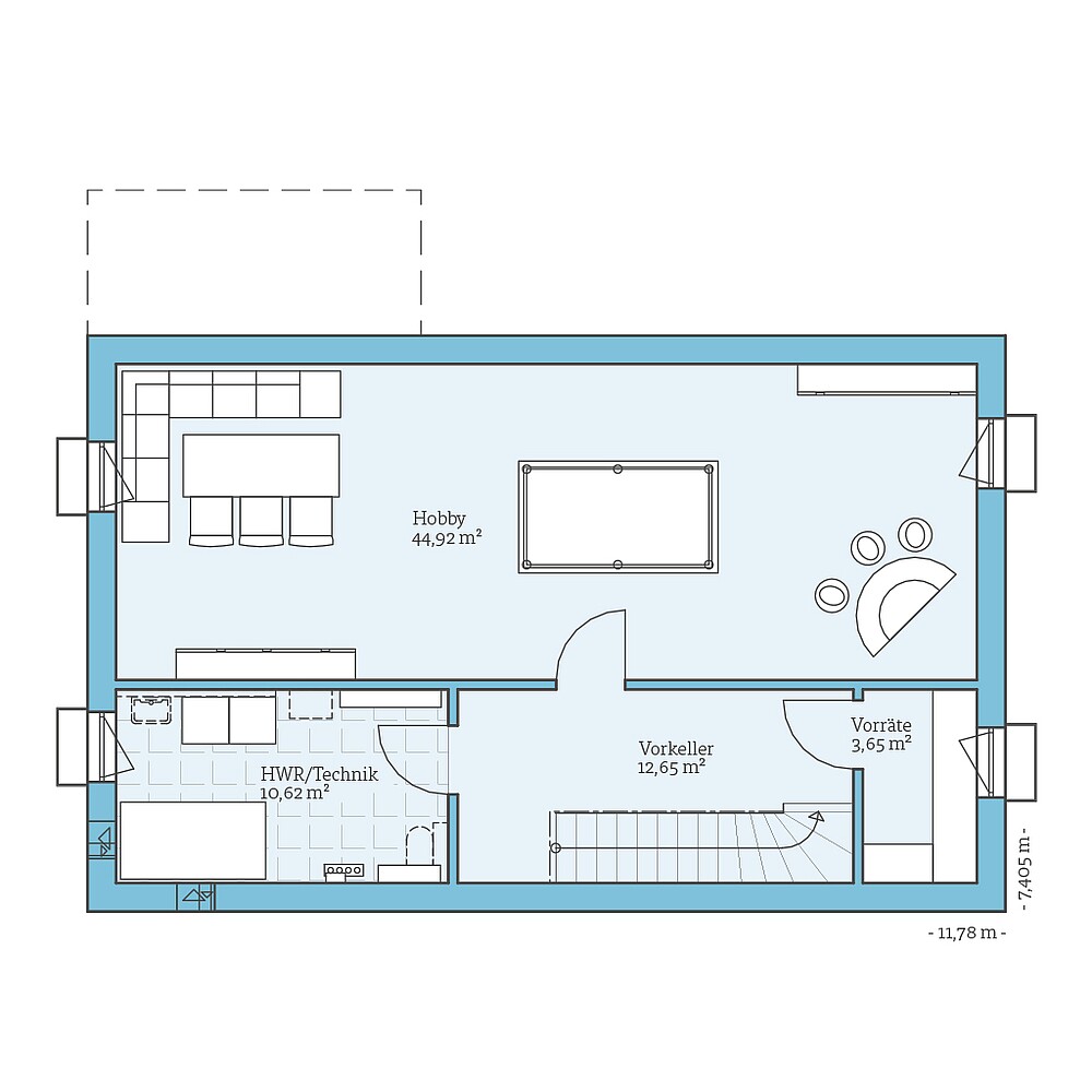Fertighaus Cubus 148: Grundrissoption KG