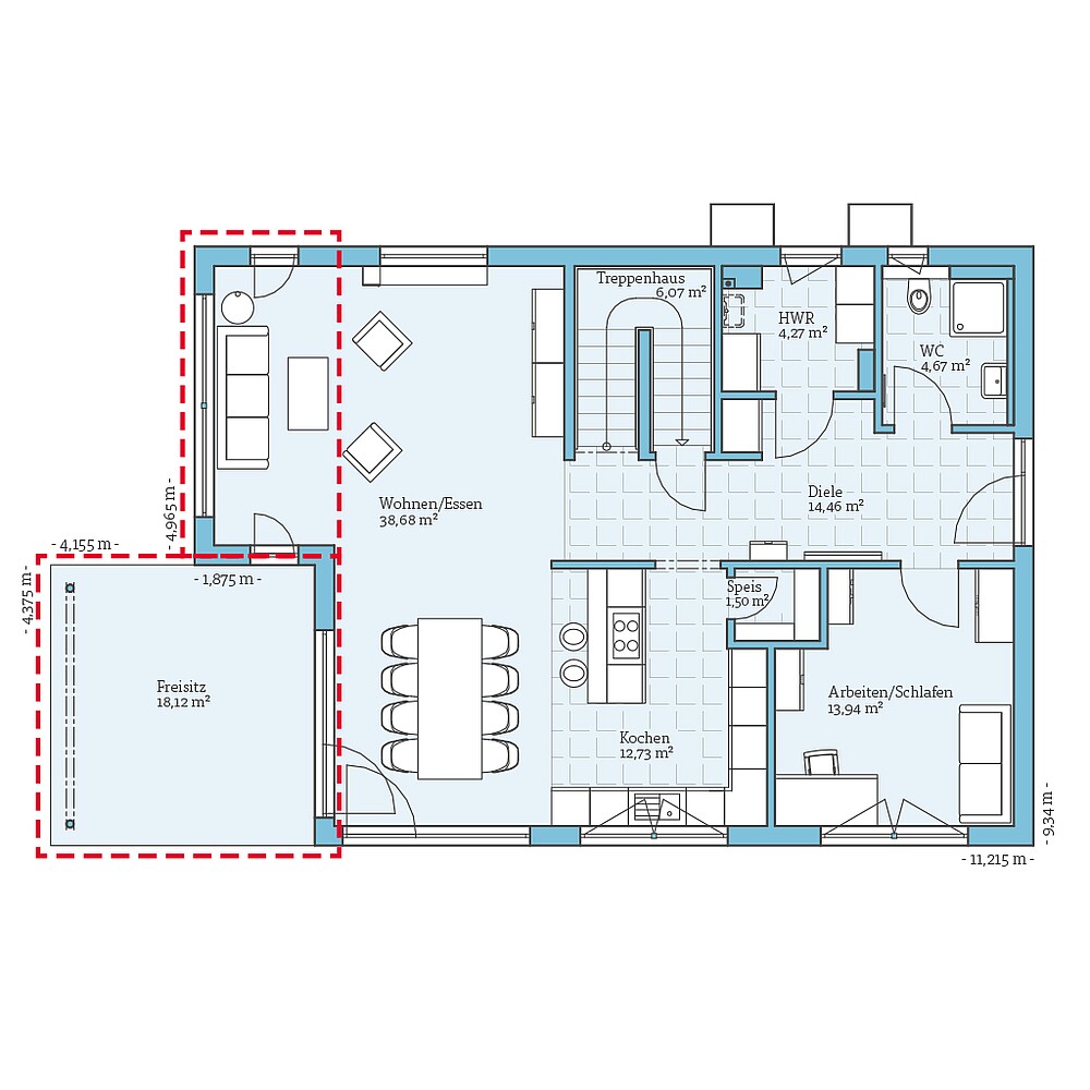Fertighaus Villa 178: Grundrissoption EG