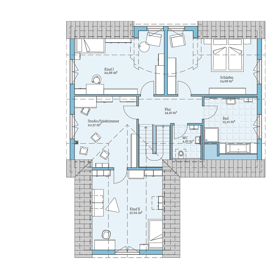 Prefabricated house Variant 275: Top floor plan
