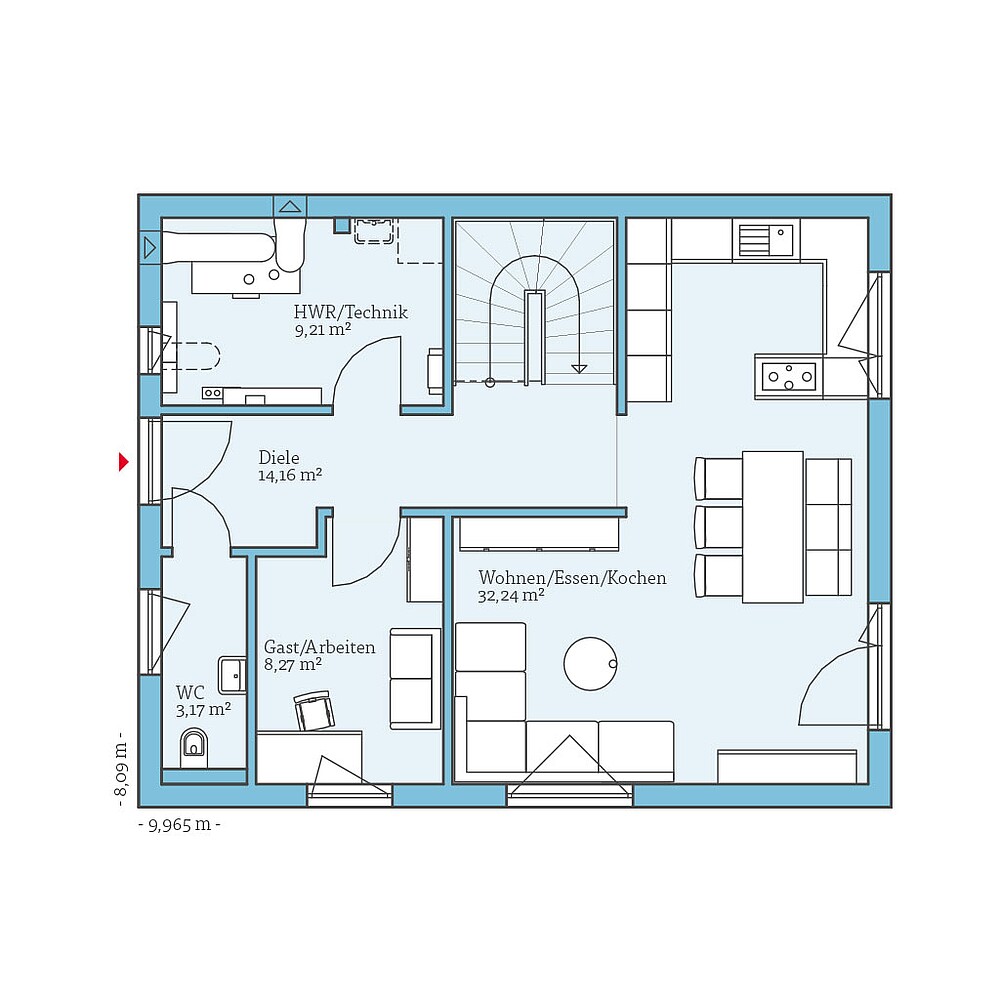 Grundriss (Erdgeschoss) QNG⁺-Line: Villa 133: Grundriss EG - Hanse Haus