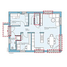 QNG⁺-Line Villa 142 – Planungsoption (EG) QNG⁺-Line: Villa 142: Grundrissoption 1 EG - Hanse Haus