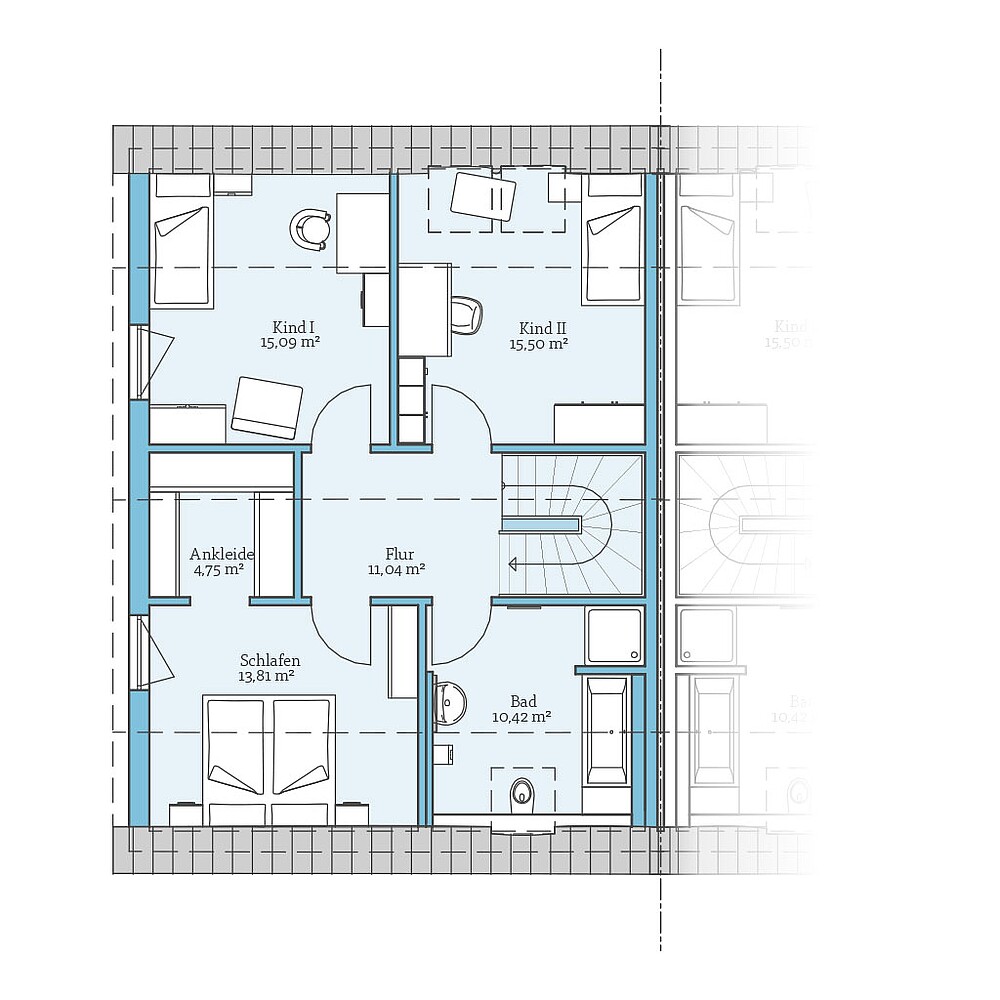 QNG⁺-Line: Doppelhaus 35-142: Grundriss DG - Hanse Haus