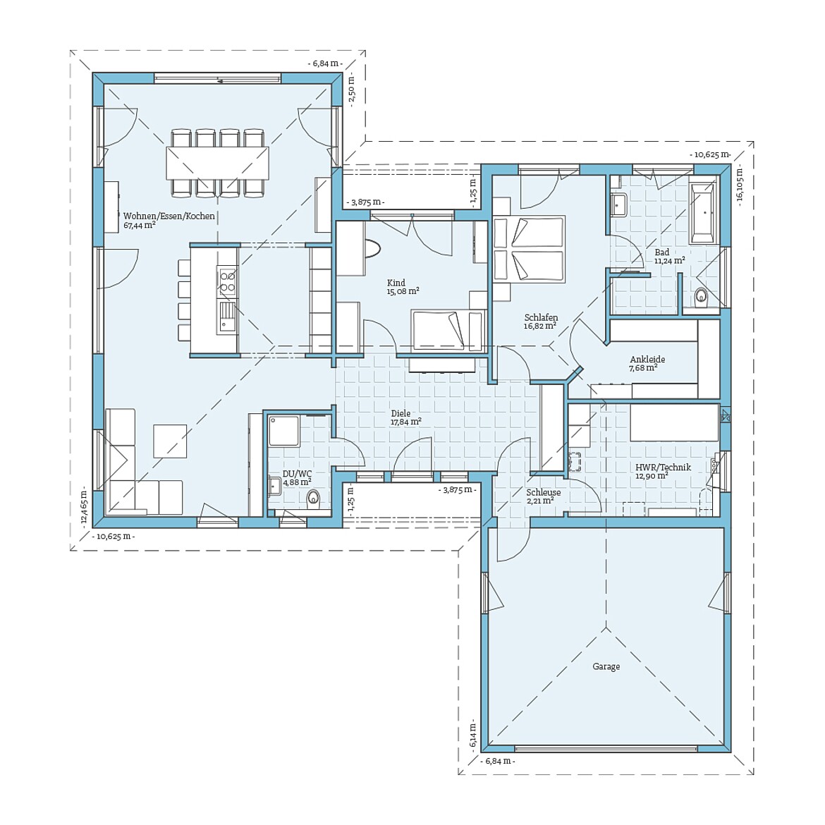 Prefabricated house Bungalow 156: Ground floor plan