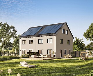 QNG⁺-Line: Fertighaus Doppelhaus 195 - Hanse Haus QNG⁺-Line: Fertighaus Doppelhaus 195