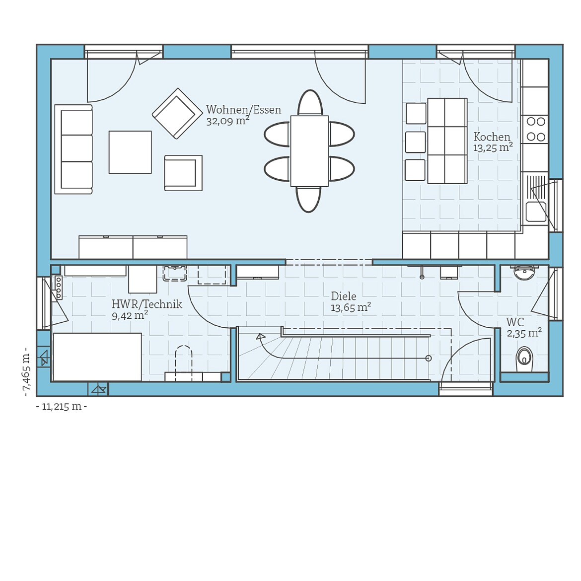 Prefabricated house Vita 138: Ground floor plan