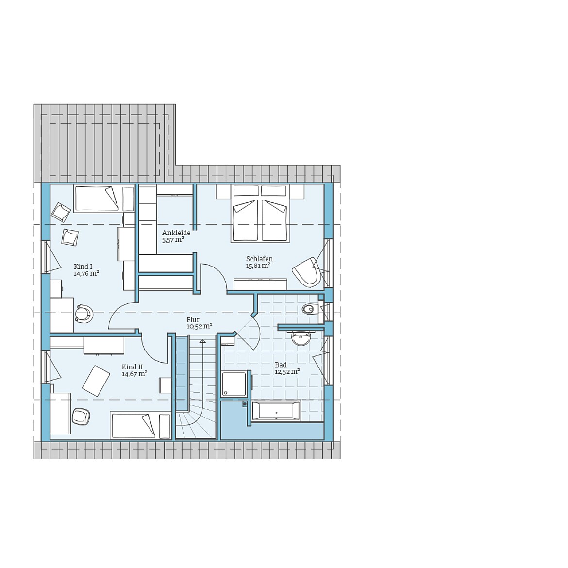 Prefabricated house Variant 35-160: Top floor plan