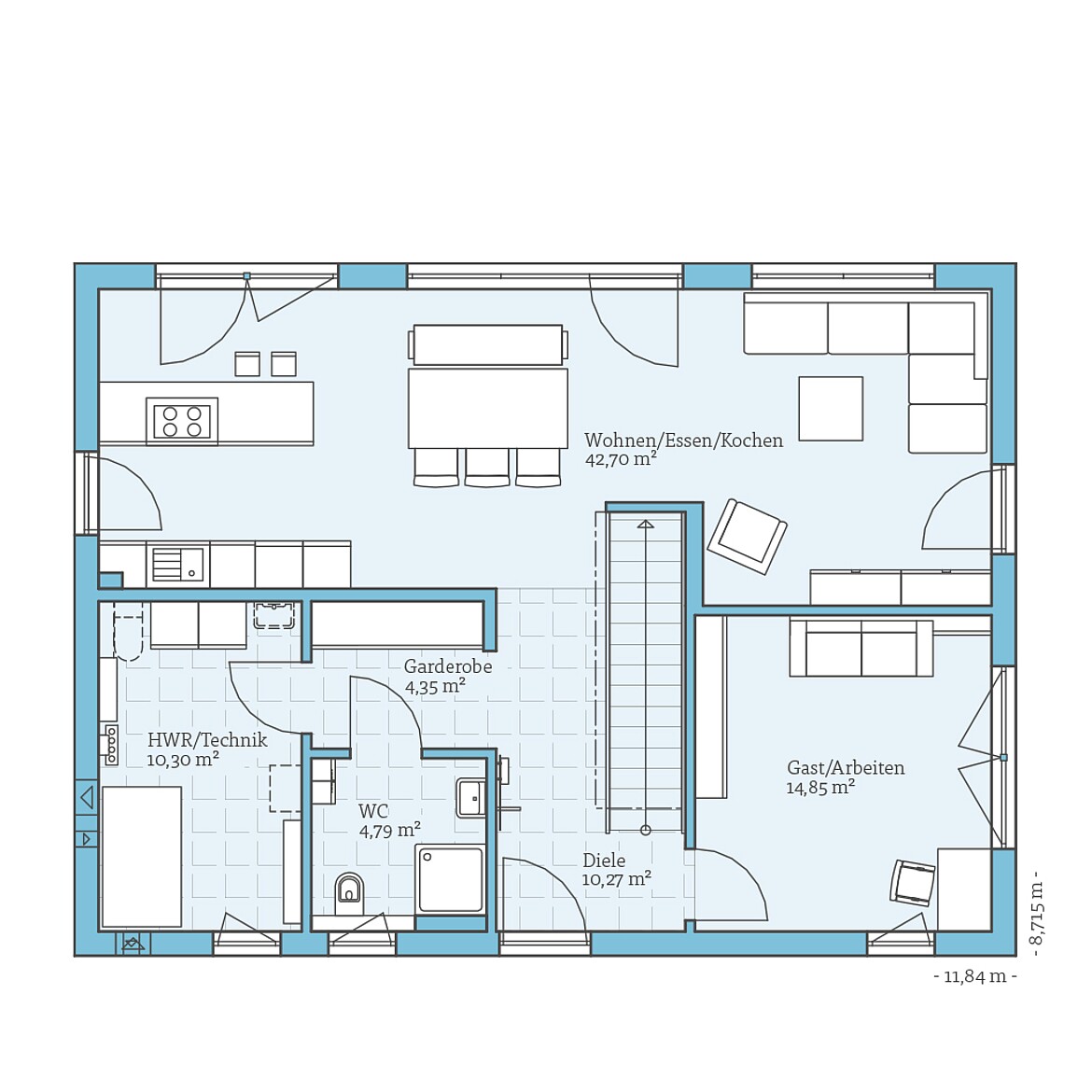 Prefabricated house Villa 174: Ground floor plan