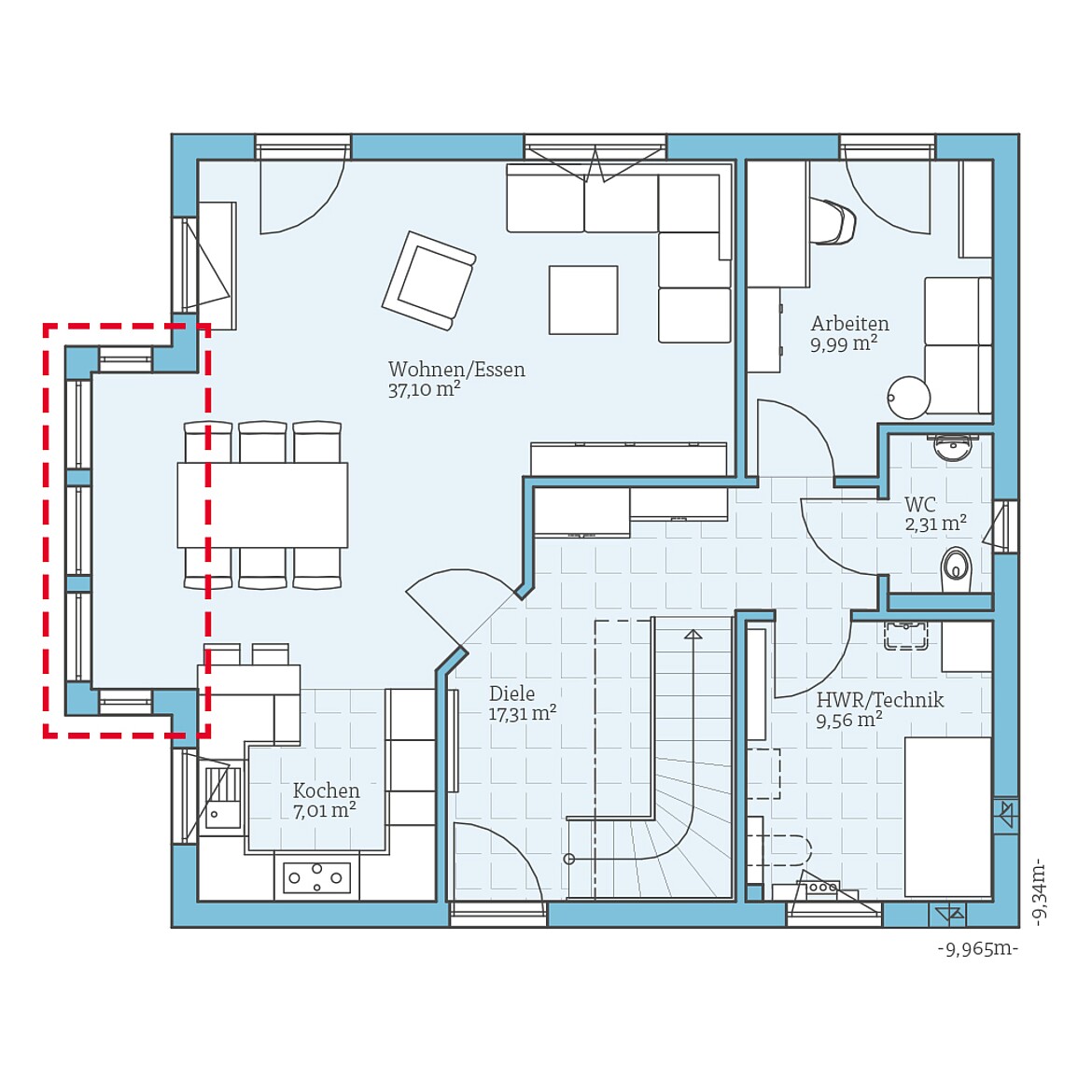 Prefabricated house Variant 45-145: Ground floor plan option