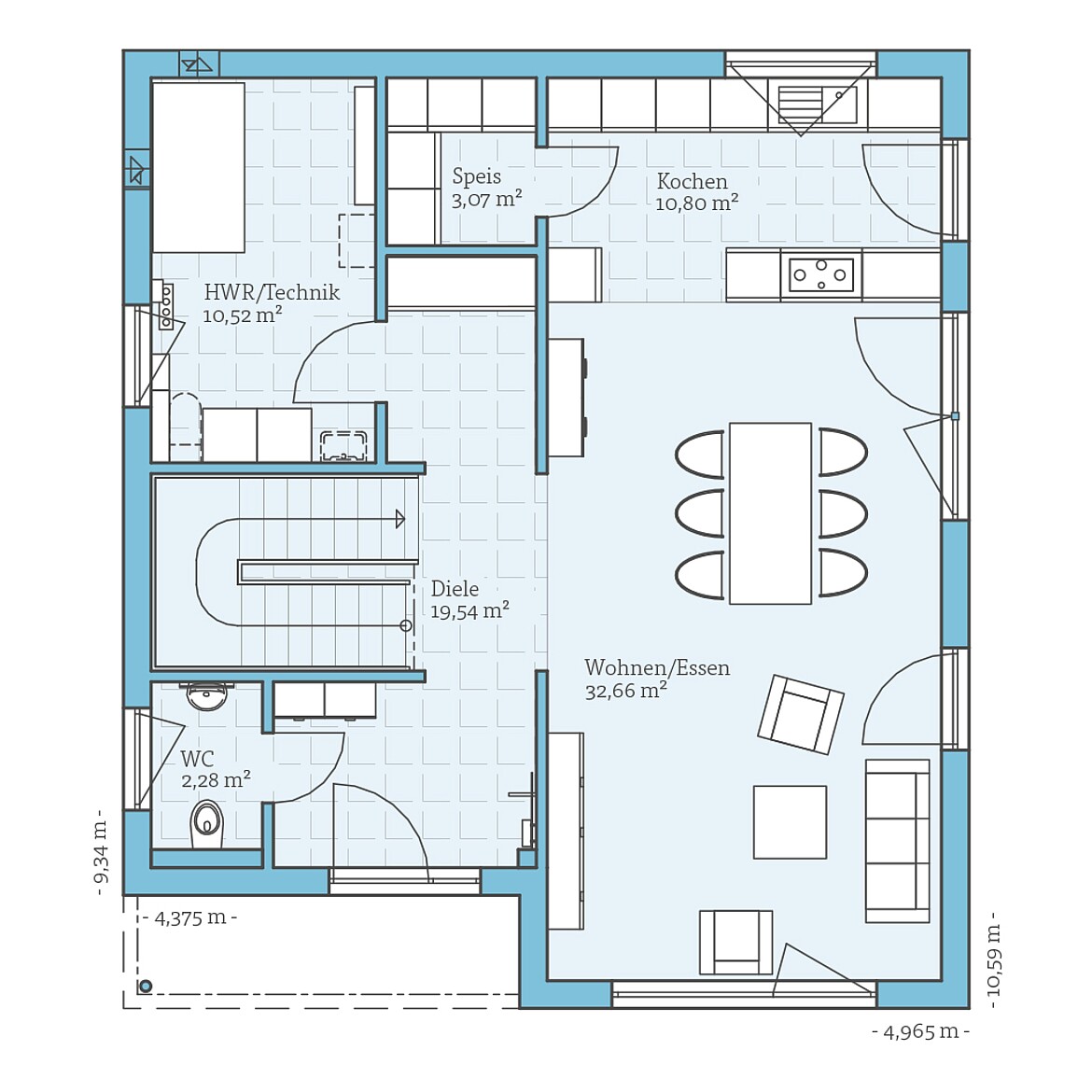 Prefabricated house Cubus 162: Ground floor plan