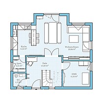 Variant 25-166 Burgoberbach – Musterhaus-Grundriss (EG) Fertighaus Variant 25-166 Burgoberbach: Grundriss DG