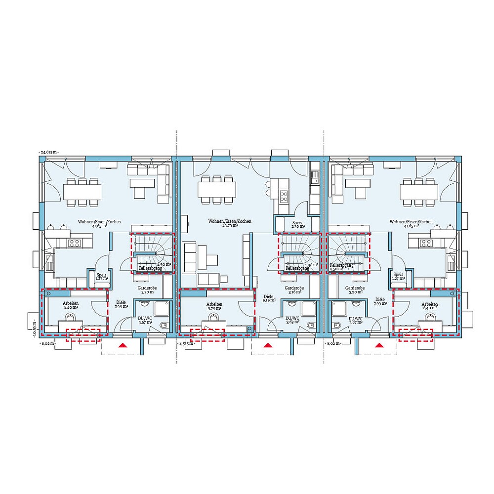 QNG⁺-Line: Reihenhaus 35-142: Grundrissoption 2 EG - Hanse Haus