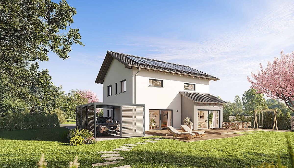 QNG⁺-Line: Fertighaus Villa 163 mit Walmdach