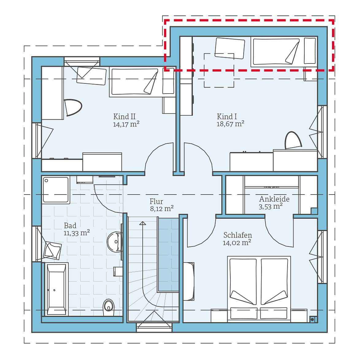 Prefabricated house Variant 25-135: Top floor plan option