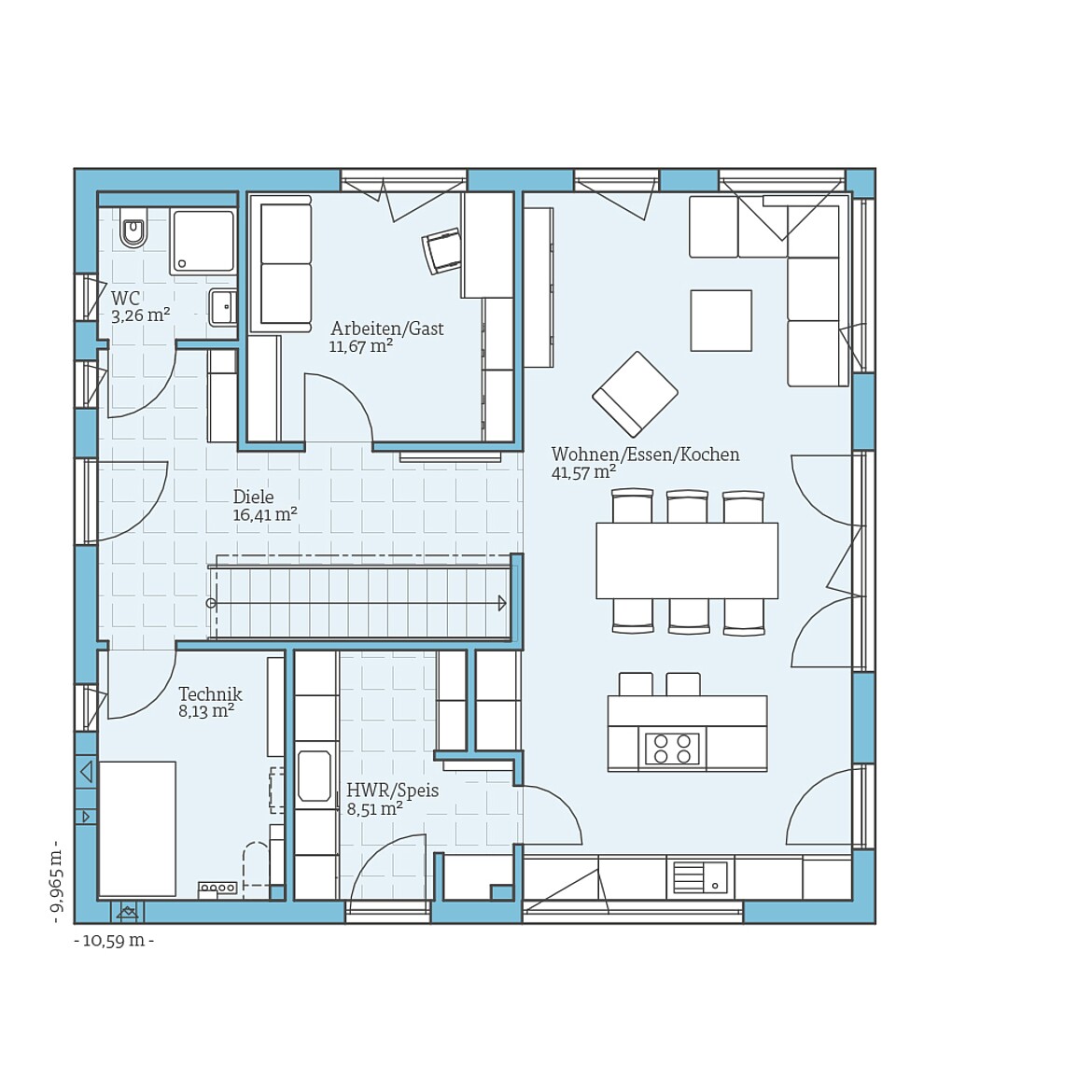 Prefabricated house Variant 35-176: Ground floor plan