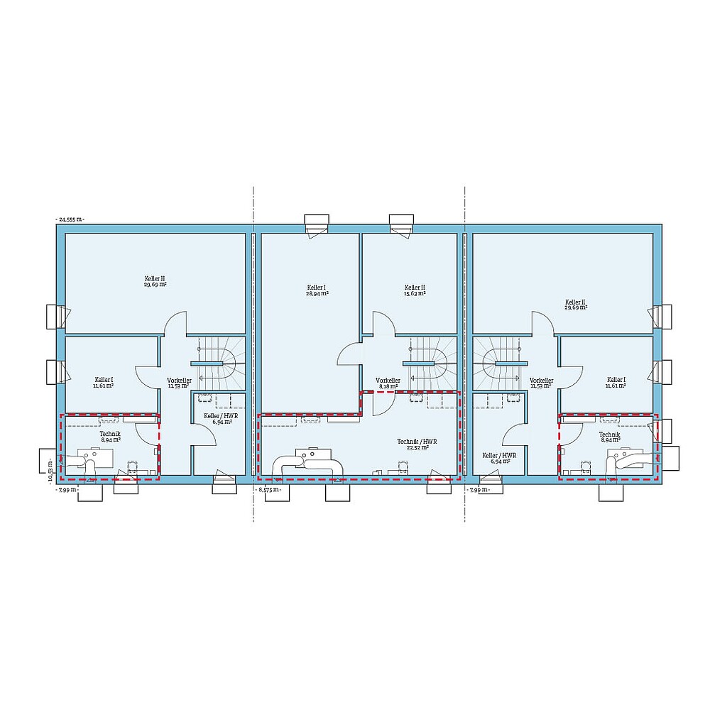 QNG⁺-Line: Reihenhaus 35-142: Grundrissoption 1 KG - Hanse Haus