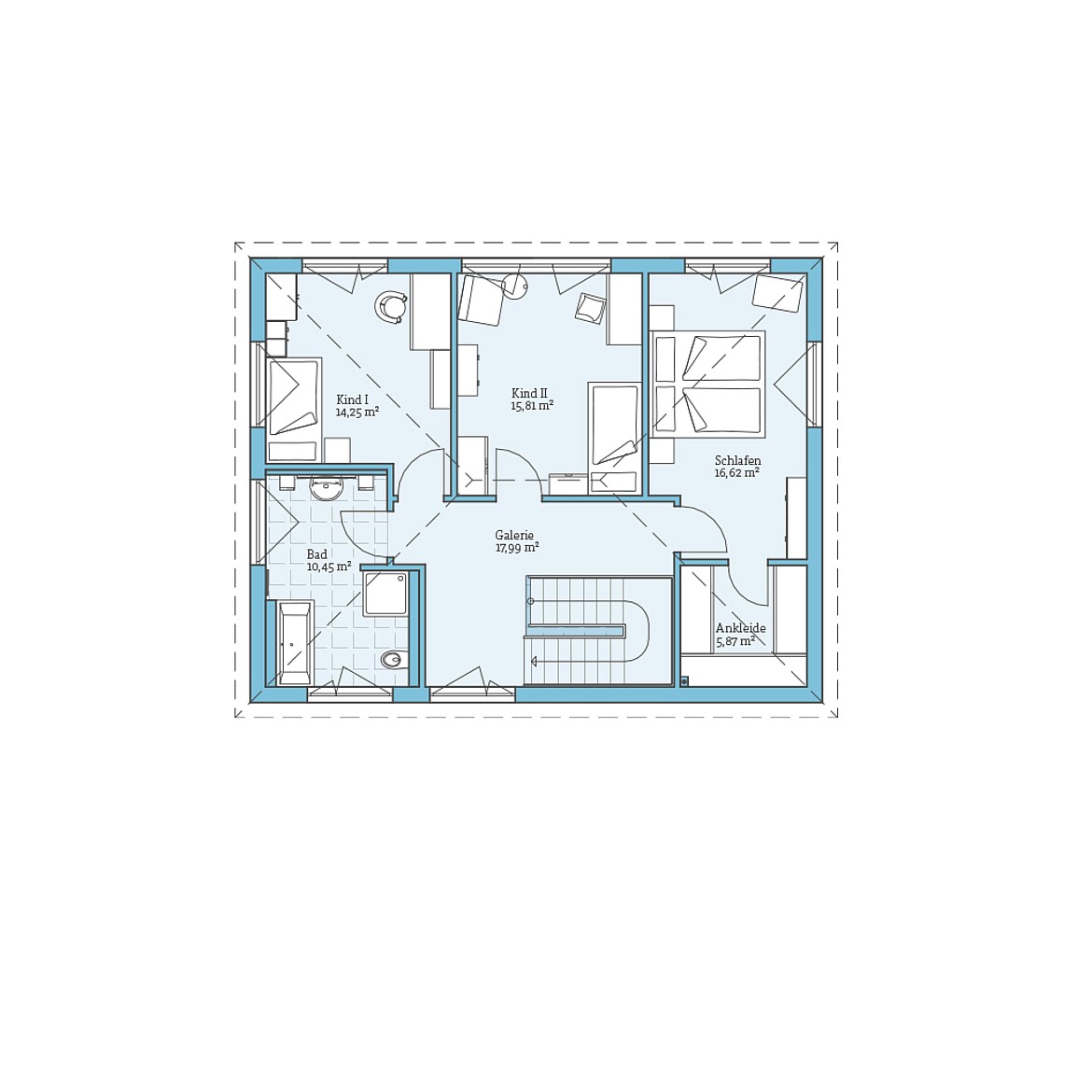 Prefabricated house Villa 165: Floor plan upper floor