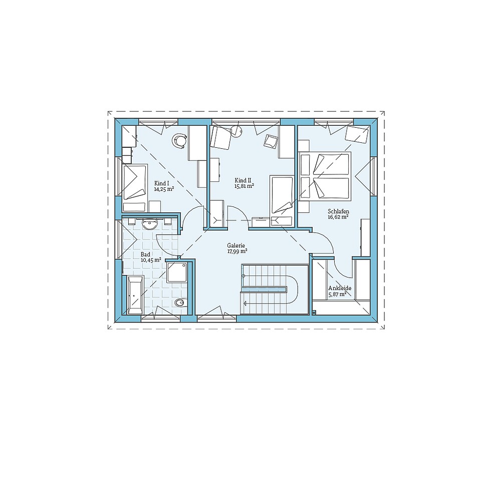 Fertighaus Villa 165: Grundriss OG