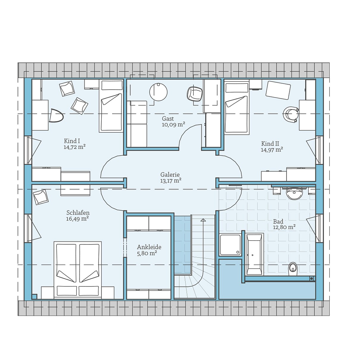 Prefabricated house Variant 35-184: Top floor plan