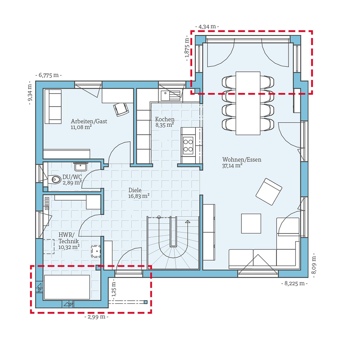 Prefabricated house Variant 25-150: Ground floor plan option