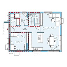 QNG⁺-Line Villa 142 – Planungsoption mit Keller (EG) QNG⁺-Line: Villa 142: Grundrissoption 2 EG - Hanse Haus