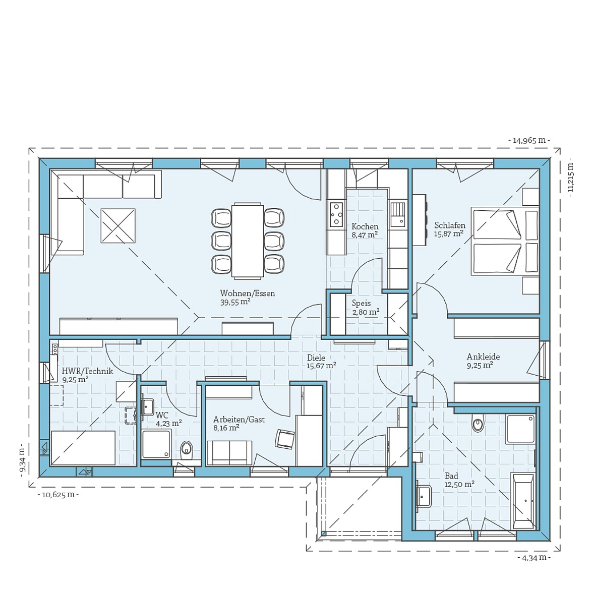 Prefabricated house Bungalow 126: Ground floor plan