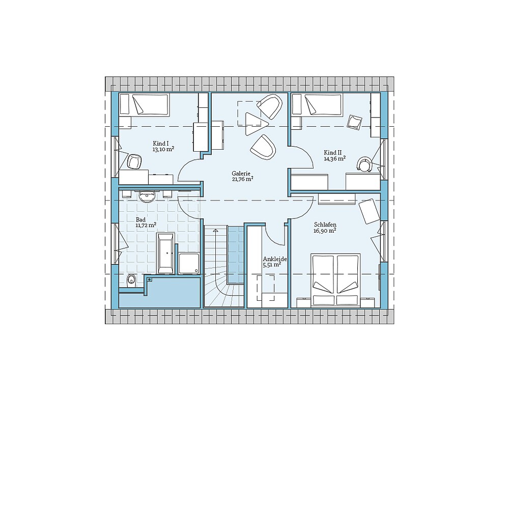 Dachgeschoss Fertighaus Variant 35-172: Grundriss DG