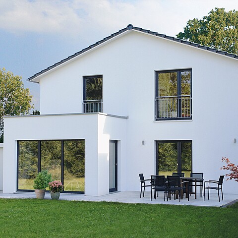 Außenansicht eines Fertighauses von Hanse Haus