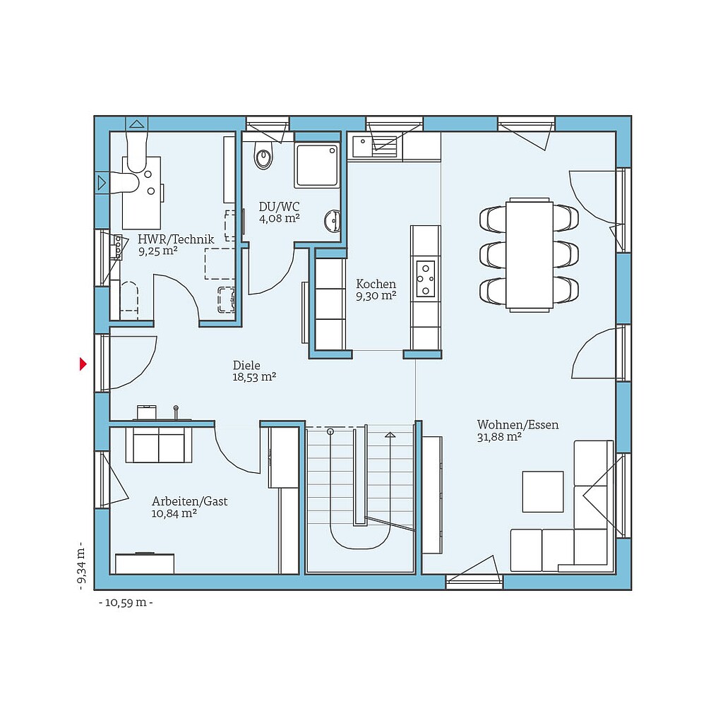 QNG⁺-Line: Variant 25-165: Grundriss EG - Hanse Haus