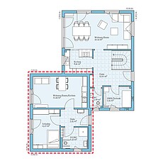 Fertighaus Variant 25-150 mit Einliegerwohnung: Grundriss EG