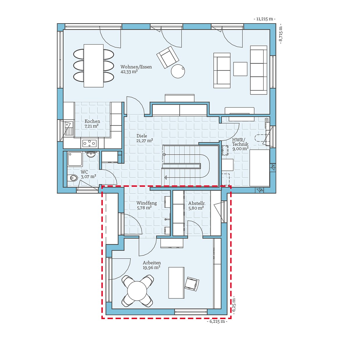 Prefabricated house Vita 165: Ground floor plan option